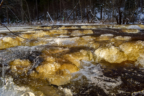 Amata river  in winter with ice photo