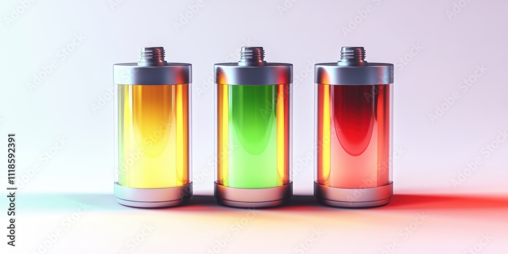 Battery icons showing charge levels in color Battery icons showing charge levels in color