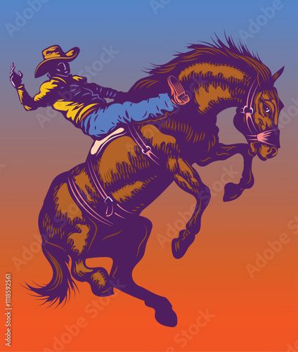 cowboy in a hat on a bucking bull