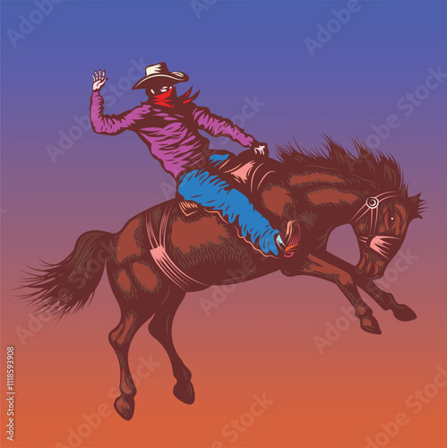 cowboy in a hat on a bucking bull