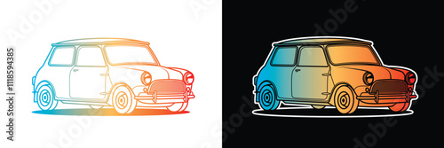 Racing retro car. Original vector illustration in vintage style.