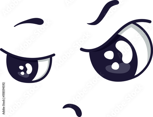 Two cartoon eyes are expressing different feelings, one winking and looking playful, while the other shows sadness with a raised eyebrow and a slightly downturned mouth