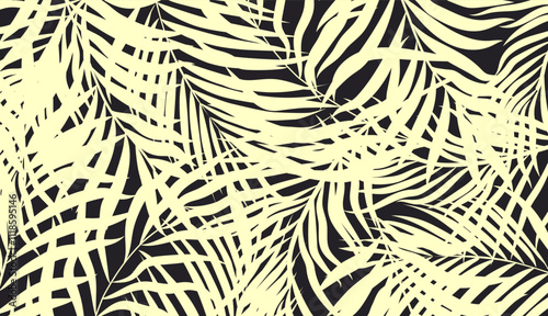 Palm leaf silhouette in jungle style. Botanical Wall Art Vector Abstract art design for wall print.