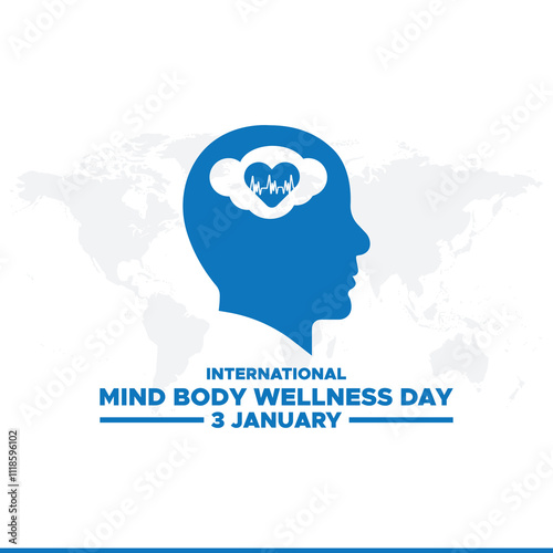 International Mind-Body Wellness Day. Mind Body Wellness Day creative background.International Mind and Body wellness day is observed every year on January 3rd.