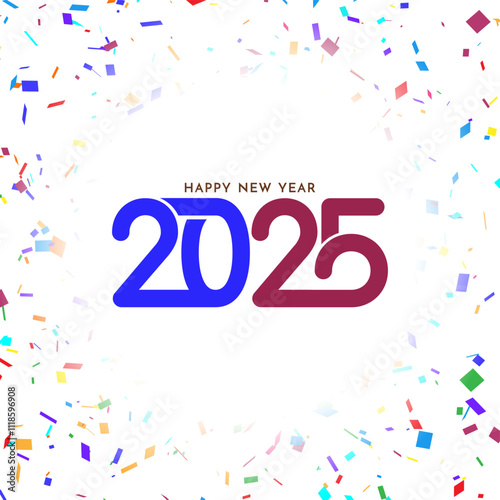 Happy new year 2025 colorful confetti background