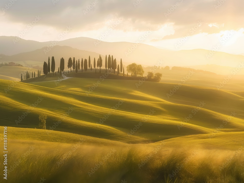 Fototapeta premium Idyllic countryside rolling hills tuscany landscape photography nature view