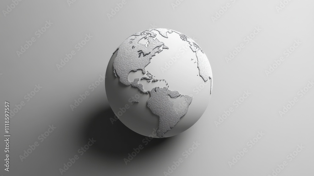Fototapeta premium Elegant grayscale globe of americas