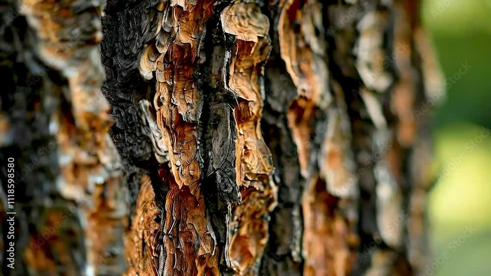 a tree trunk with bark damage