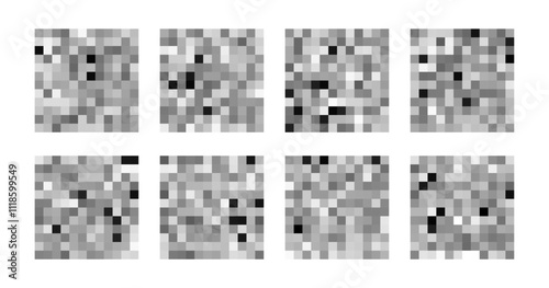 Set of abstract pixel censored signs. Censorship rectangle. Appropriate for digital design projects