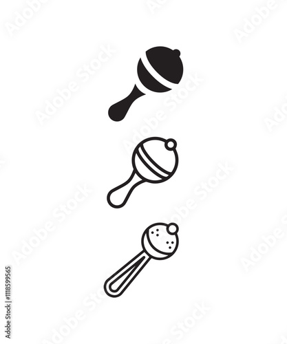 Baby rattle icon Flat vector set outline, Victor art illustration.