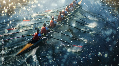 rowers paddling in beautiful river