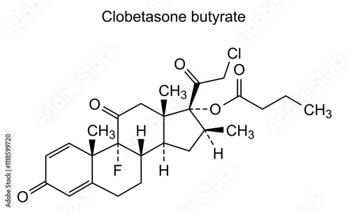 Chemical structure of clobetasone butyrate, drug substance