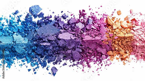 Crushed iridescent eyeshadow palette in vibrant blue, purple, and pink hues. photo