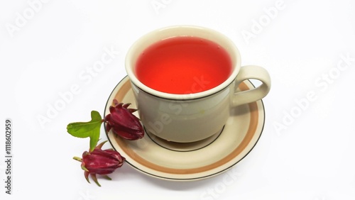 image of a drink made from rosella flower extract, good for the body because it is also a herbal medicine