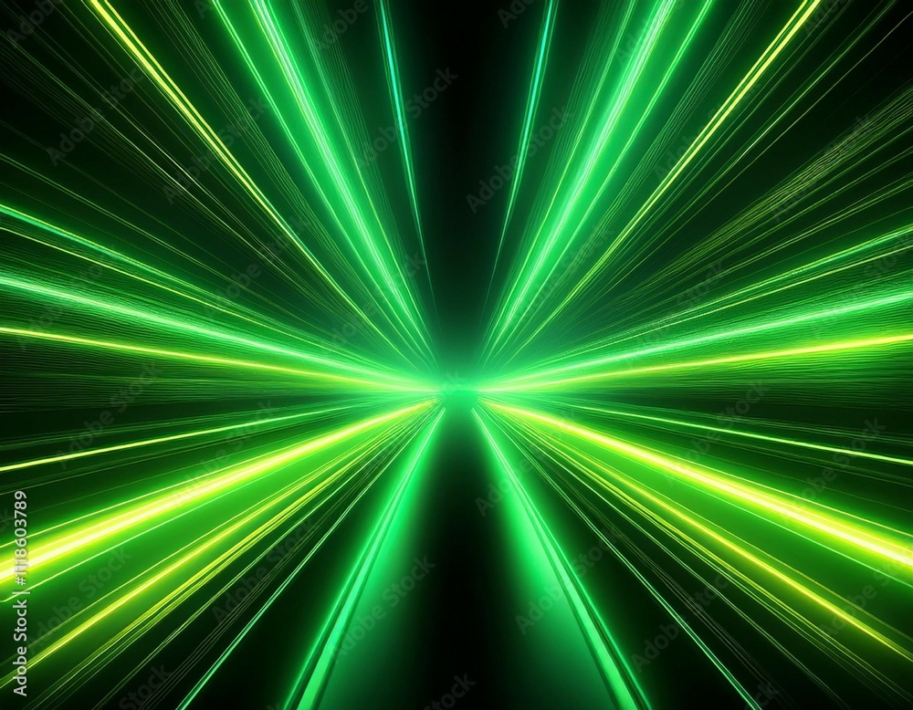 green neon lines on a black background green and yellow light stripes green lightning bolts