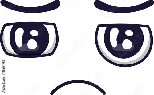 Simple, expressive cartoon face with raised eyebrows, downturned mouth, and wide eyes conveying sadness, disappointment, or frustration, suitable for various design projects