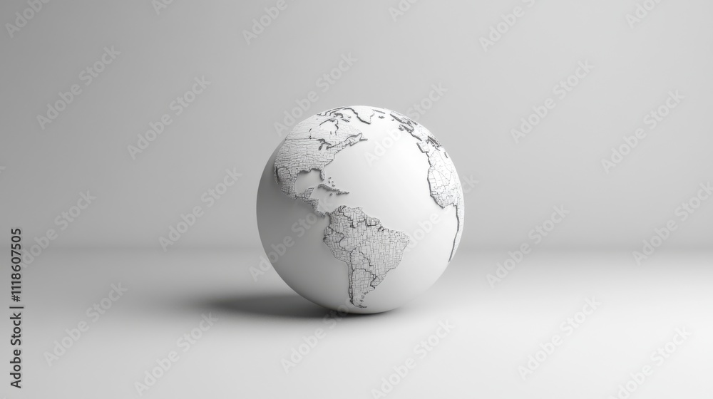 Minimalist grayscale globe of americas Minimalist grayscale globe of americas