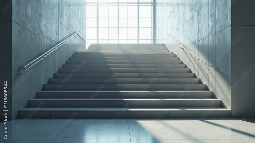 Fototapeta premium Modern Solitary Stairs Leading Upwards, Embodying Progress in a Minimalist Space