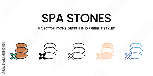 Spa Stones icons set in different style vector stock illustration