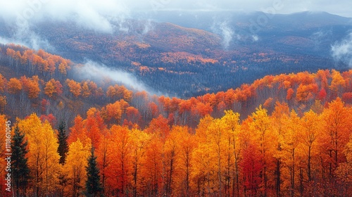 Autumn scenic views with colorful fall foliage