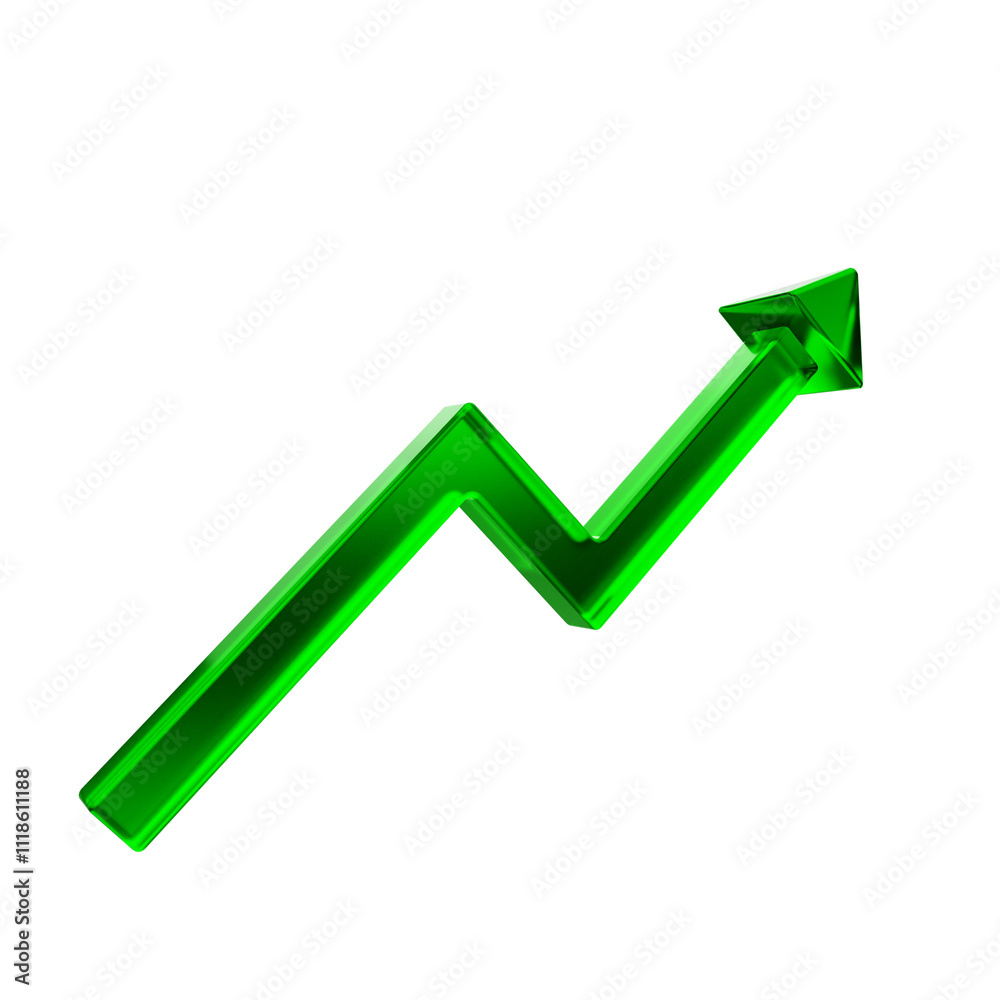 A glossy glass green upward isometric 3d arrow up graph illustration, representing financial grow, economic upturn, upswing or expanding investments, isolated on a white background transpa A glossy glass green upward isometric 3d arrow up graph illustration, representing financial grow, economic upturn, upswing or expanding investments, isolated on a white background transpa