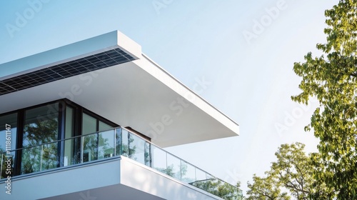 Modern eco-friendly house with solar panels