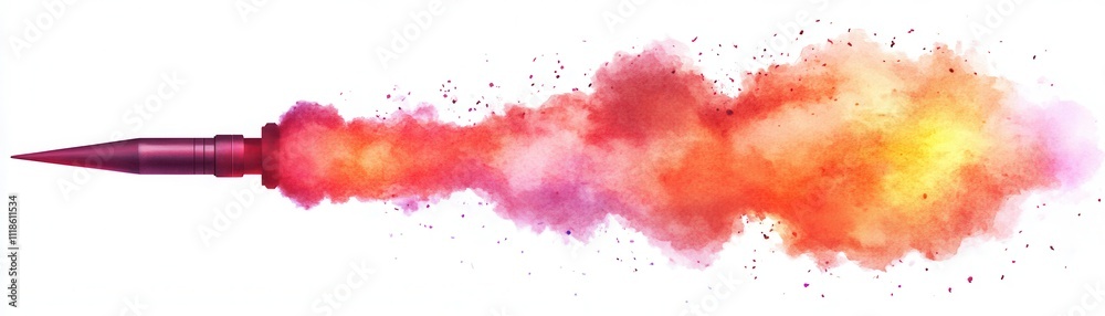 A vibrant rocket emits colorful smoke in shades of red, orange, and pink, creating a dynamic and energetic visual effect. A vibrant rocket emits colorful smoke in shades of red, orange, and pink, creating a dynamic and energetic visual effect.