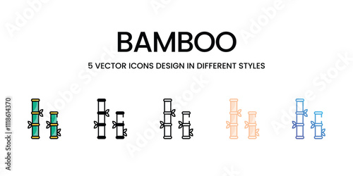 Bamboo icons set in different style vector stock illustration