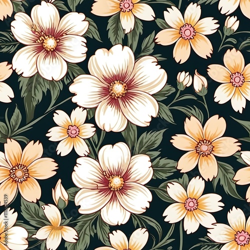 Dark Floral Seamless Pattern 