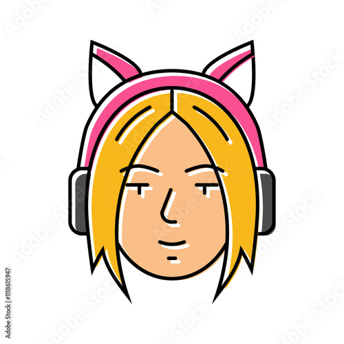 woman otaku avatar color icon vector. woman otaku avatar sign. isolated symbol illustration