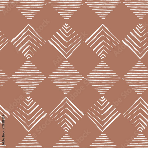 Abstract Organic Shapes Seamless Pattern.  mocha mousse boho background in minimalist mid century style. Perfect seamless print for home decor.
