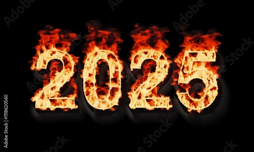 Fiery countdown to 2025: blazing numbers in dynamic sequence photo