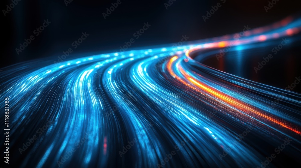 Obraz premium Blue light beams flash across a dark canvas, creating an energetic and abstract display of movement