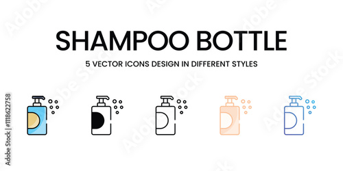 Shampoo Bottle icons set in different style vector stock illustration