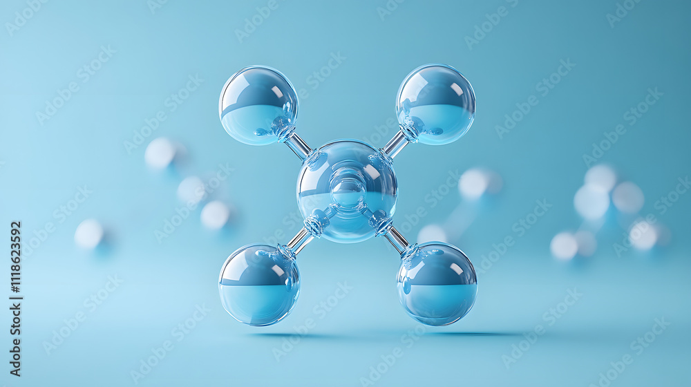 Captivating 3D Visual of a Methane Molecule Demonstrating Covalent Bonding with Electrons and Gradient Blue Background Captivating 3D Visual of a Methane Molecule Demonstrating Covalent Bonding with Electrons and Gradient Blue Background