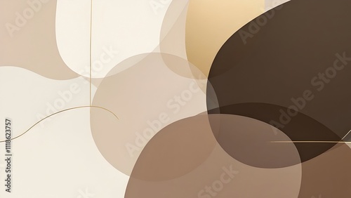 Abstract geometric design with overlapping circles in mocha, beige, and dark brown tones, minimalist and modern background, ideal for branding, posters, or wallpapers
