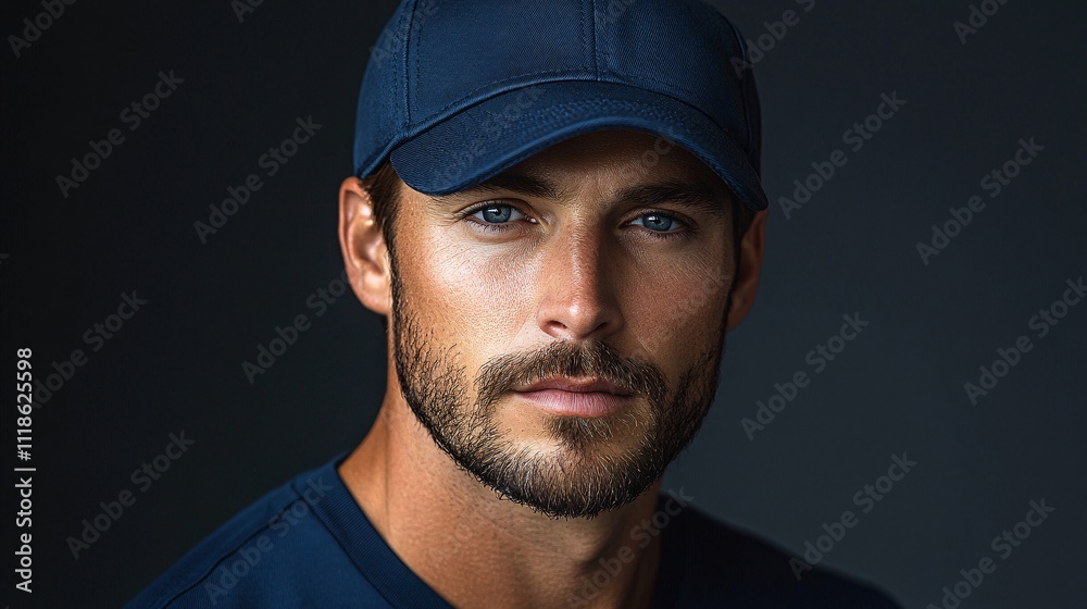 Modern baseball cap with embroidered logo and adjustable strap Modern baseball cap with embroidered logo and adjustable strap