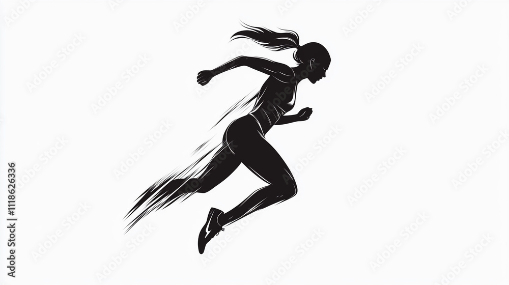 Dynamic Female Runner Silhouette Fitness Speed Sport Exercise Motion Energy Power Dynamic Female Runner Silhouette Fitness Speed Sport Exercise Motion Energy Power