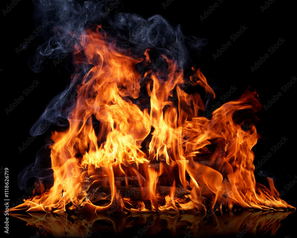 Fototapeta premium Isolated fire on a clear background cutout