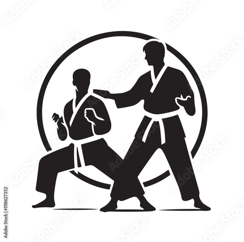 martial art pose silhouette vector illustration