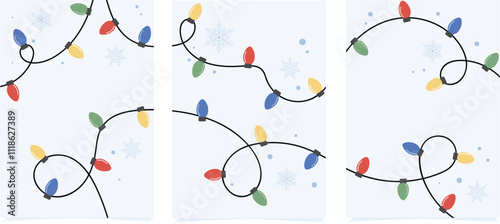 Christmas String colorful. Christmas Lights. Christmas Light bulb vector. Colorful String. Xmas Lamp bulb vector. Greeting card template, holiday cover, with garland. Modern lights background design