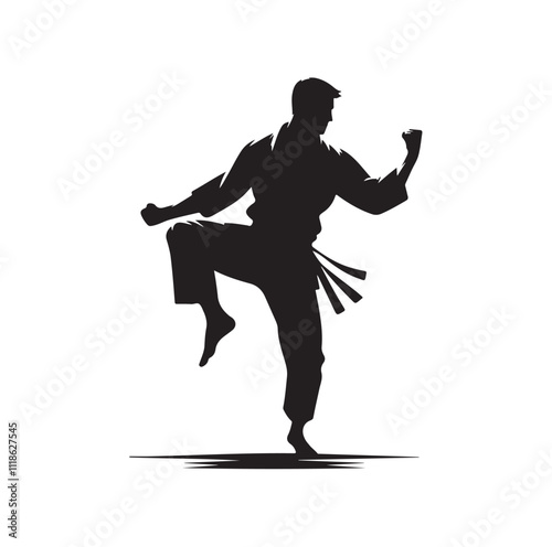 martial art pose silhouette vector illustration