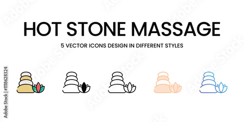 Hot Stone Massage icons set in different style vector stock illustration