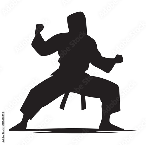 martial art pose silhouette vector illustration