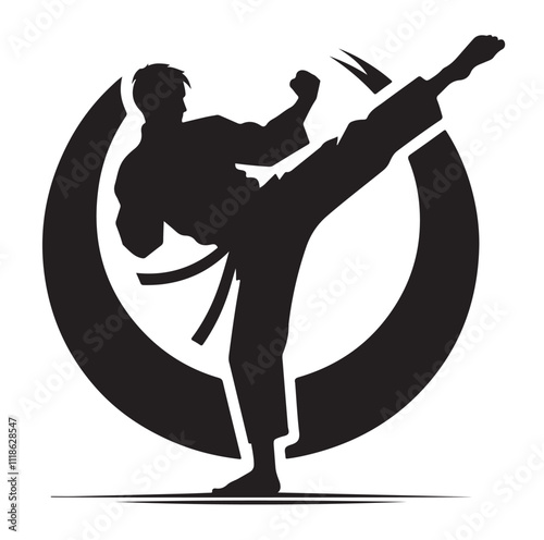 martial art pose silhouette vector illustration
