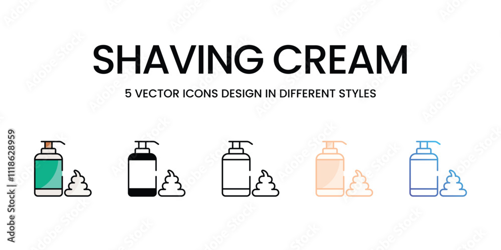 Shaving Cream icons set in different style vector stock illustration Shaving Cream icons set in different style vector stock illustration