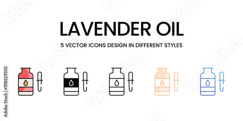 Lavender Oil icons set in different style vector stock illustration