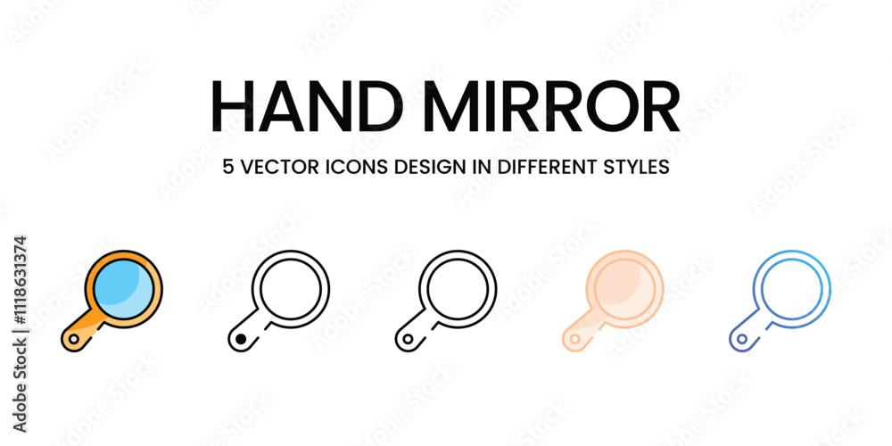 Hand Mirror icons set in different style vector stock illustration Hand Mirror icons set in different style vector stock illustration