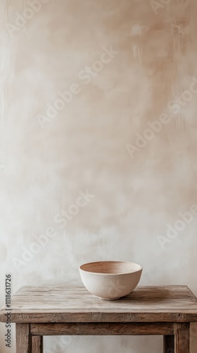 Rustic Bowl on Wooden Table 