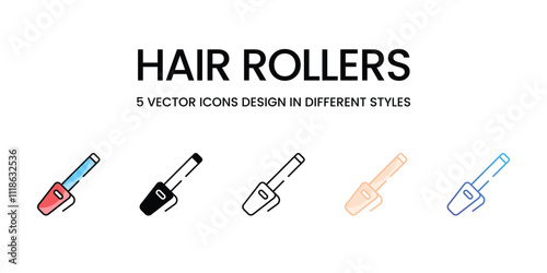 Hair Rollers icons set in different style vector stock illustration